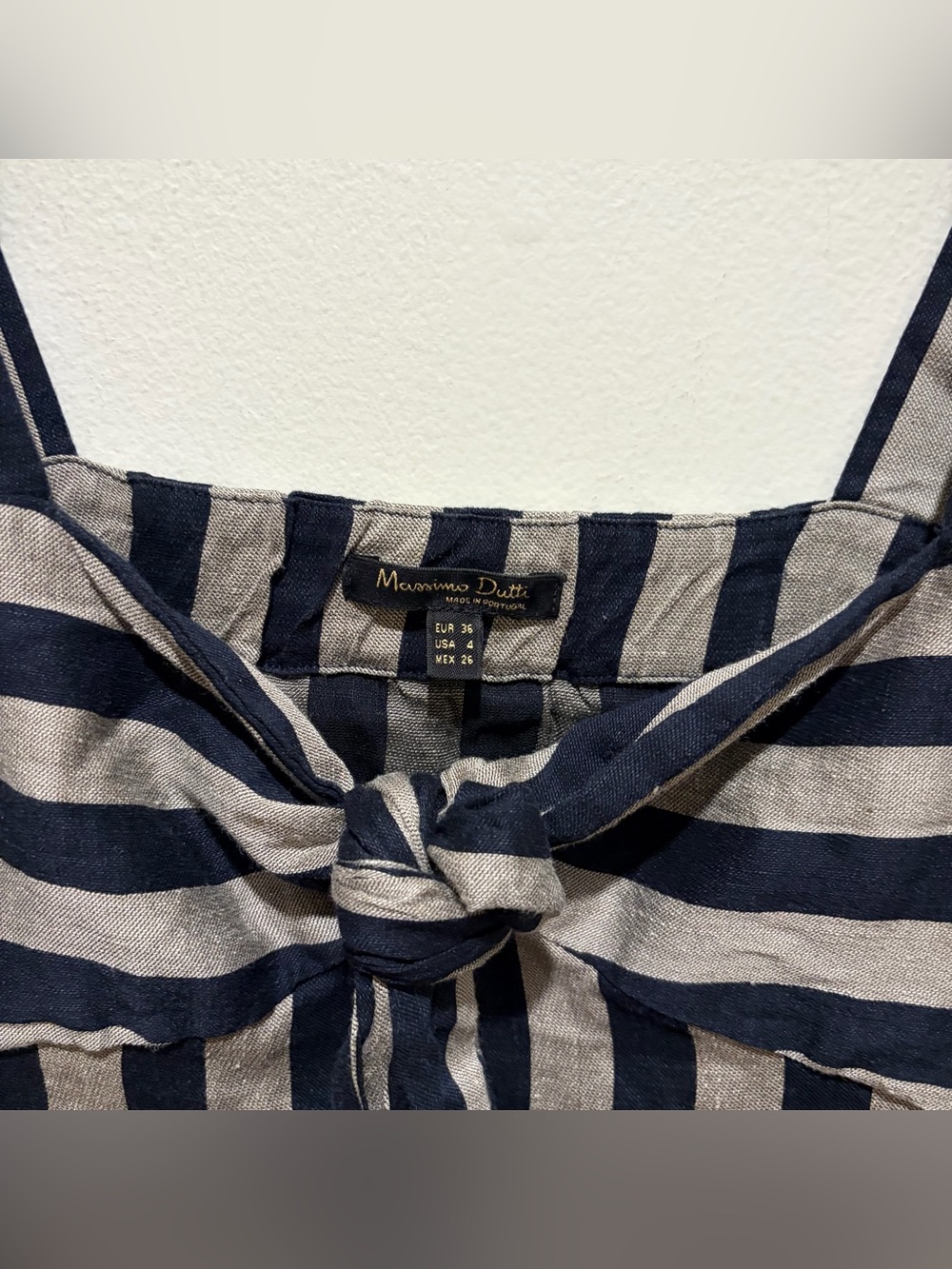 Massimo Dutti Linen Blend Vertical Stripes Blue & Silver Sleeveless Maxi Dress 4 - Picture 3 of 7
